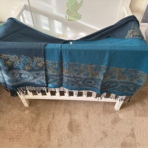 Attention Teal and Gold Poncho